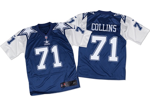 Men's Elite La'el Collins Nike Jersey Navy/White - #71 Throwback NFL Dallas Cowboys